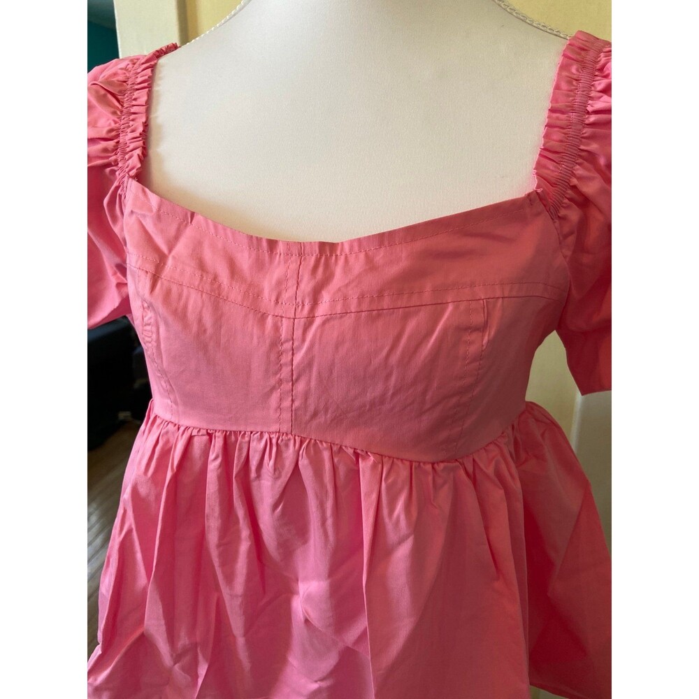Bibi Top BIBI blouse PINK blouse peplum ruffle sleeve flutter NEW WOMENS SMALL - Picture 9 of 10